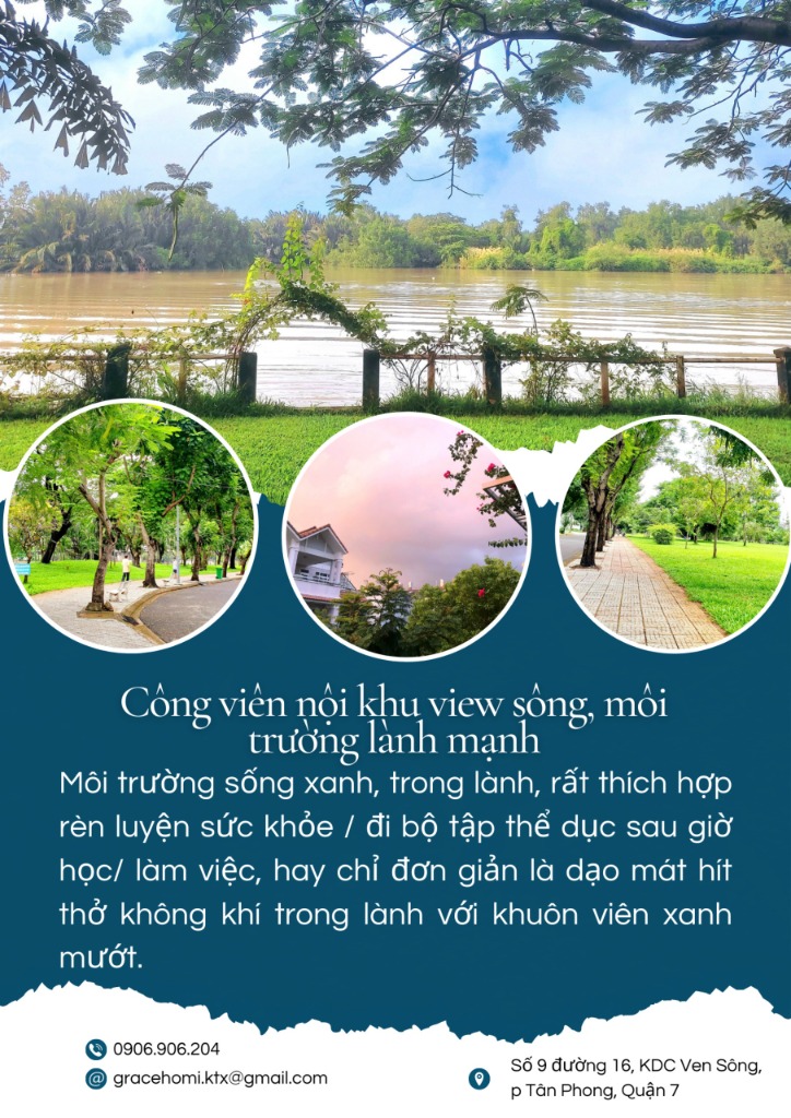 Công viên nội khu view sông, môi trường lành mạnh